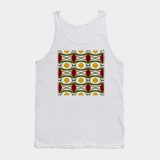 Tribal Pattern In Burgundy, Olive And Gold Tank Top